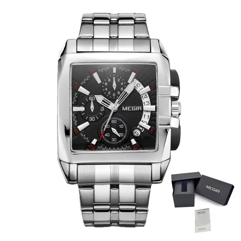 MEGIR Original Luxury Men Watch Stainless Steel Mens Quartz Wrist Watches Business Big Dial Wristwatches Relogio Masculino 2018-17