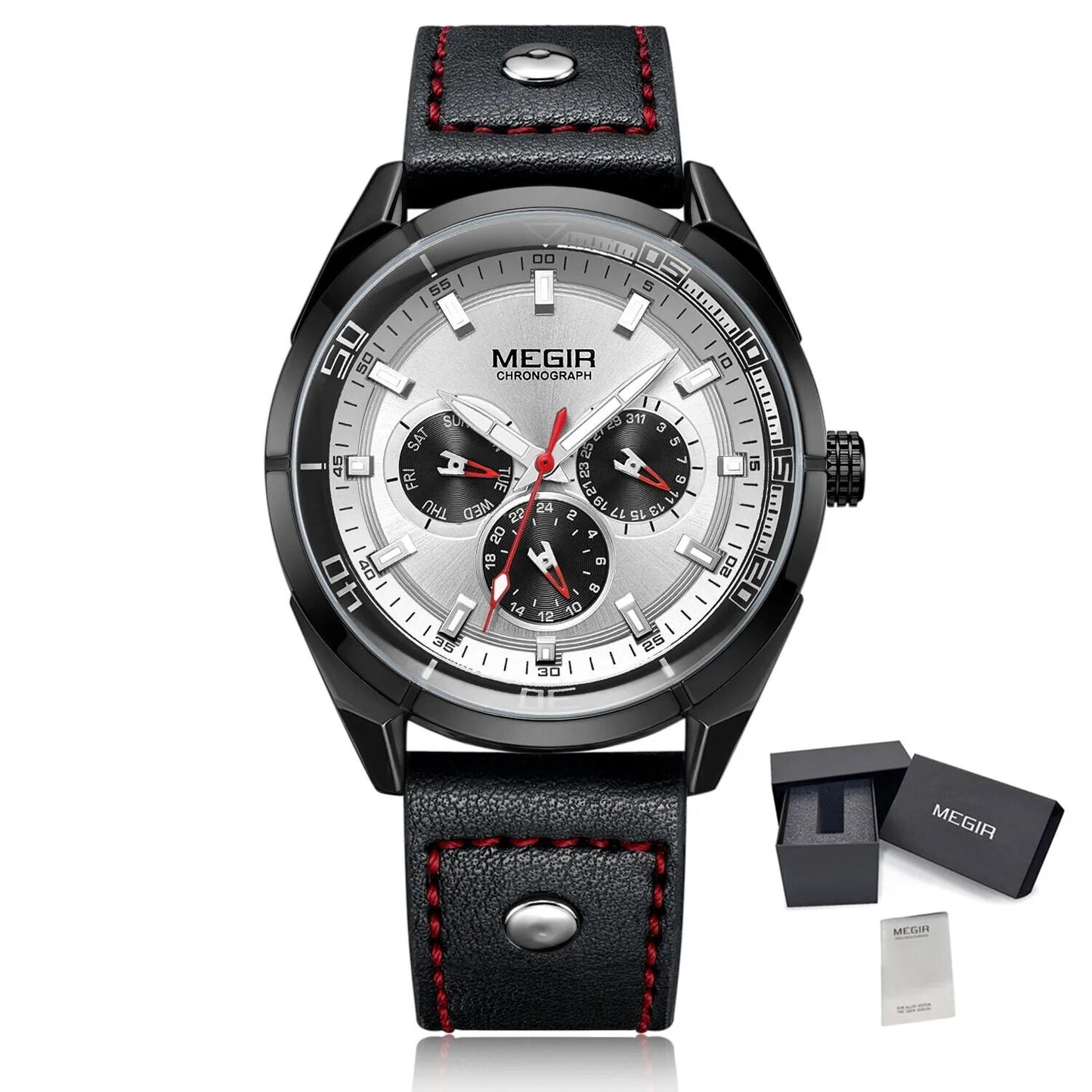 MEGIR Brand Quartz Men Watch Relogio Masculino Leather Strap Military Business Wrist Watches Men Clock Hour Time Man Chronograph-14