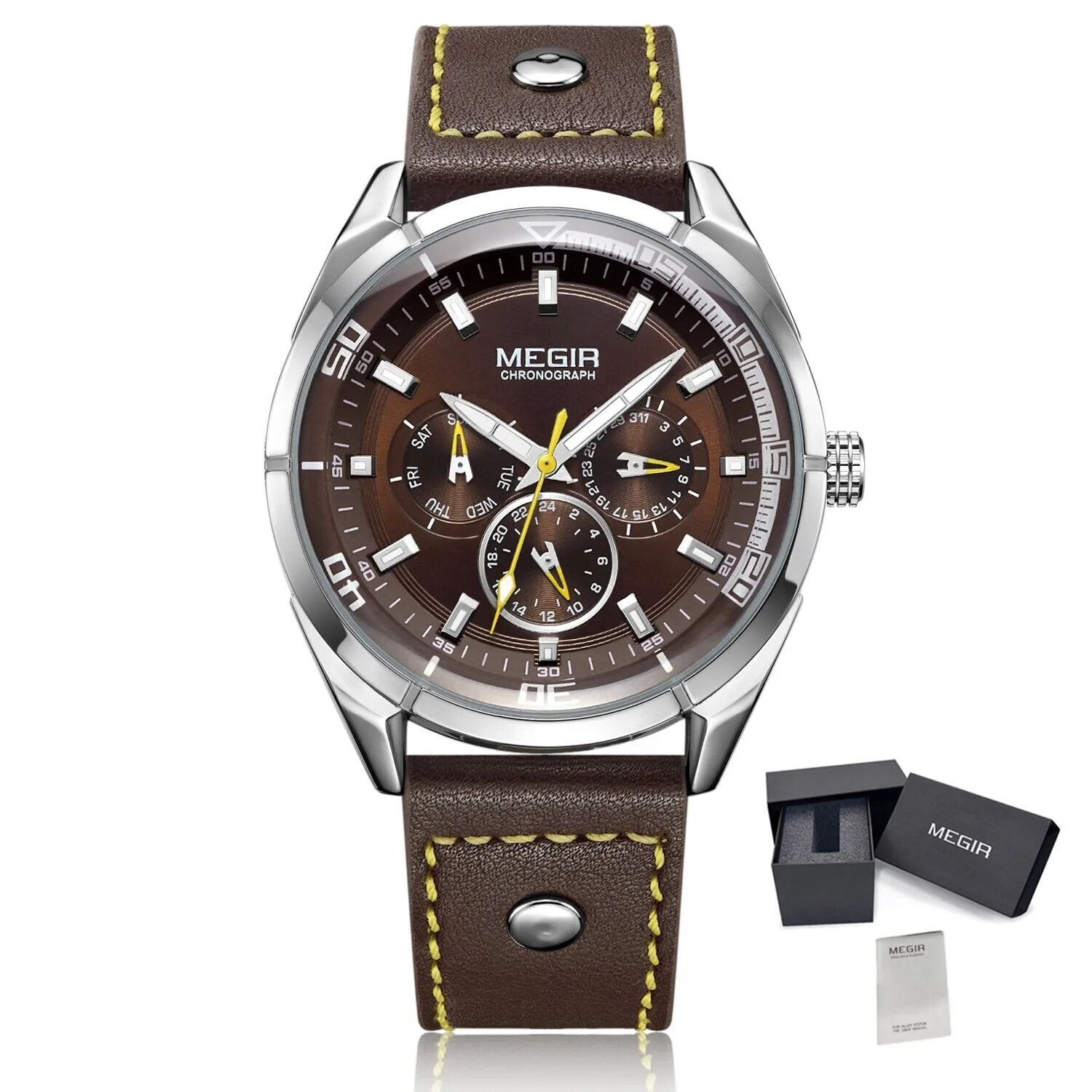 MEGIR Brand Quartz Men Watch Relogio Masculino Leather Strap Military Business Wrist Watches Men Clock Hour Time Man Chronograph-12