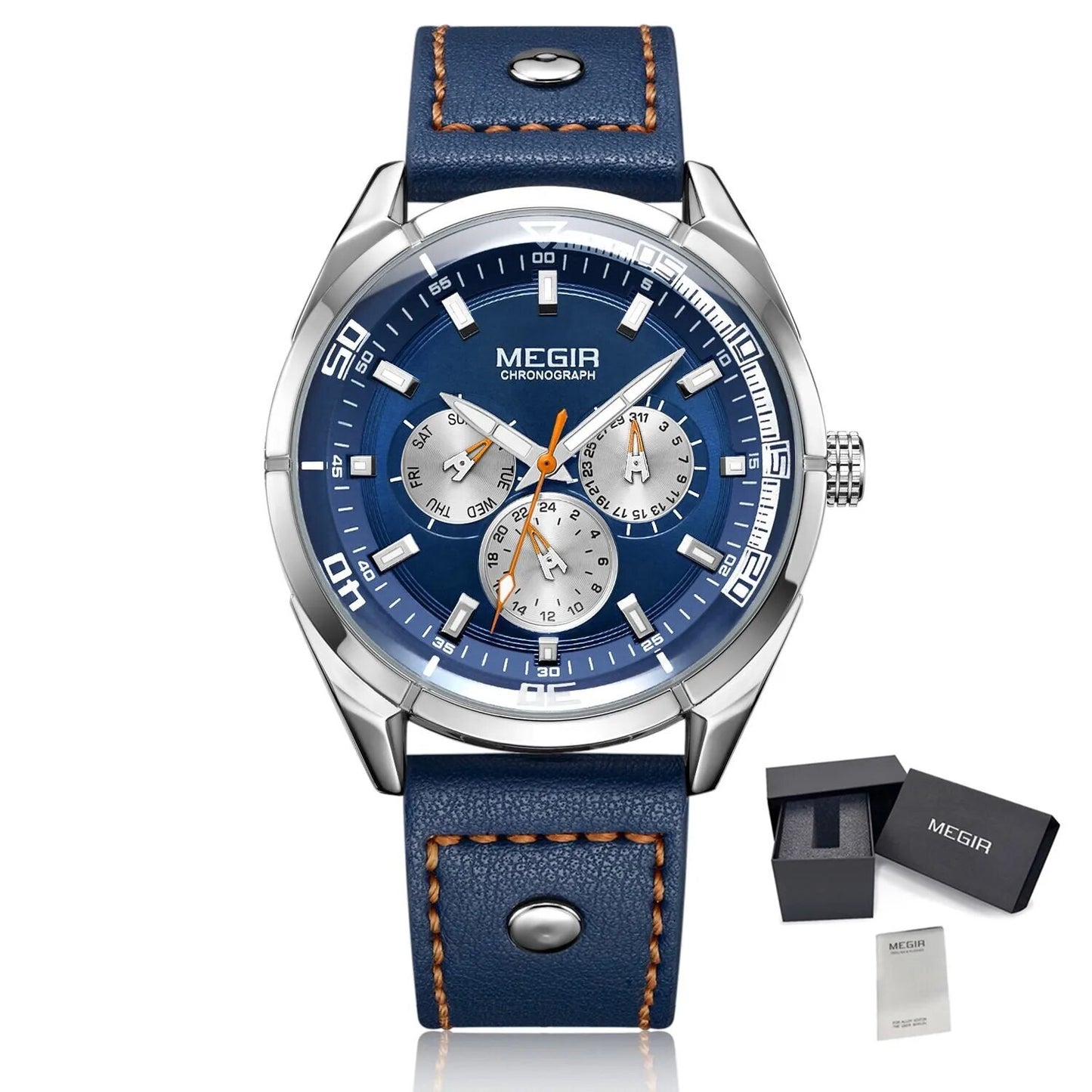 MEGIR Brand Quartz Men Watch Relogio Masculino Leather Strap Military Business Wrist Watches Men Clock Hour Time Man Chronograph-15