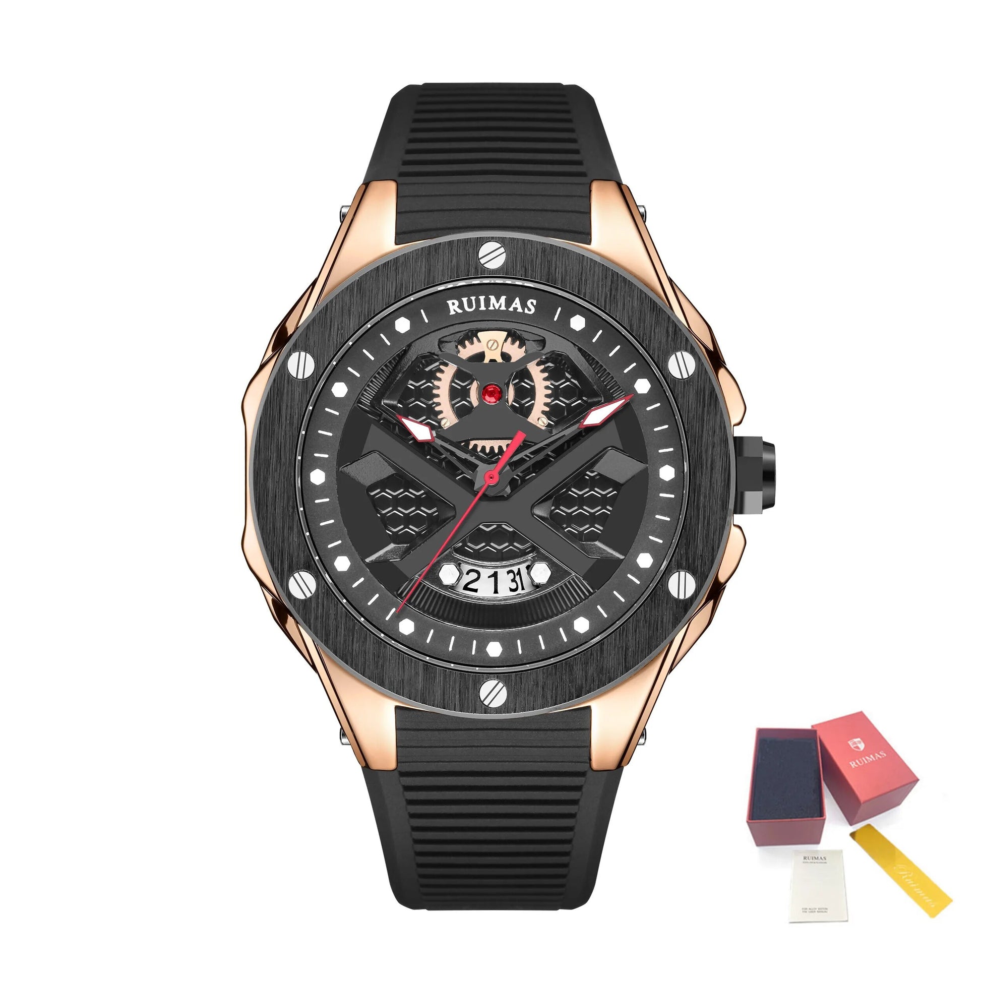 RUIMAS Brand Fashion Sport Watches for Men Quartz Silicone Band Wrist Watch Date Waterproof Wristwatches Clock Relogio Masculino-13