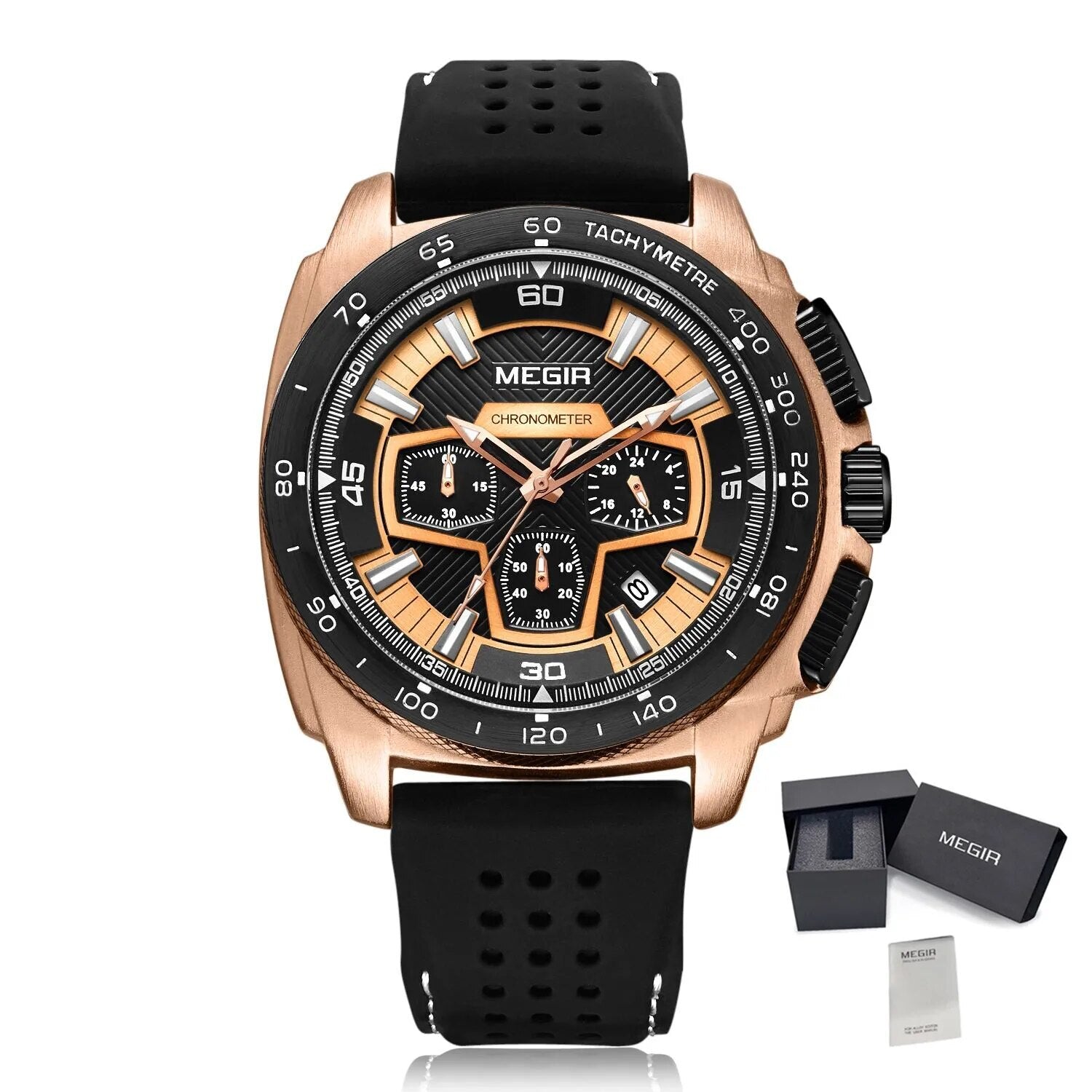 MEGIR Chronograph Men Sport Watch Fashion Silicone Army Military Watches Relogio Masculino Quartz Wrist Watch Clock Men 2056-13