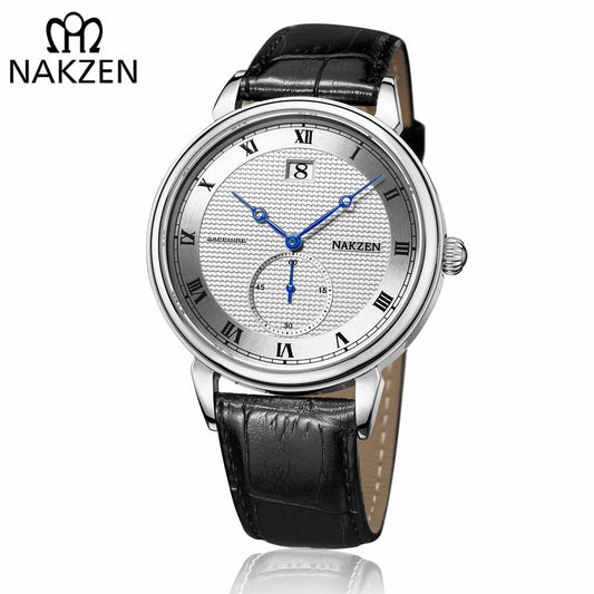 NAKZEN Classic Men Watch Top Brand Luxury Function Date Leather Sport Watches Male Business Quartz WristWatch Relogio Masculino-0