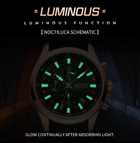 MEGIR Fashion Men Watches Luxury Business Wristwatch Stainless Steel Quartz Watch Calendar Luminous Man Clock Relogio Masculino-10