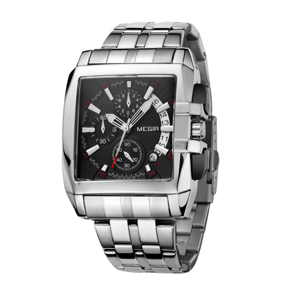 MEGIR Original Luxury Men Watch Stainless Steel Mens Quartz Wrist Watches Business Big Dial Wristwatches Relogio Masculino 2018-10