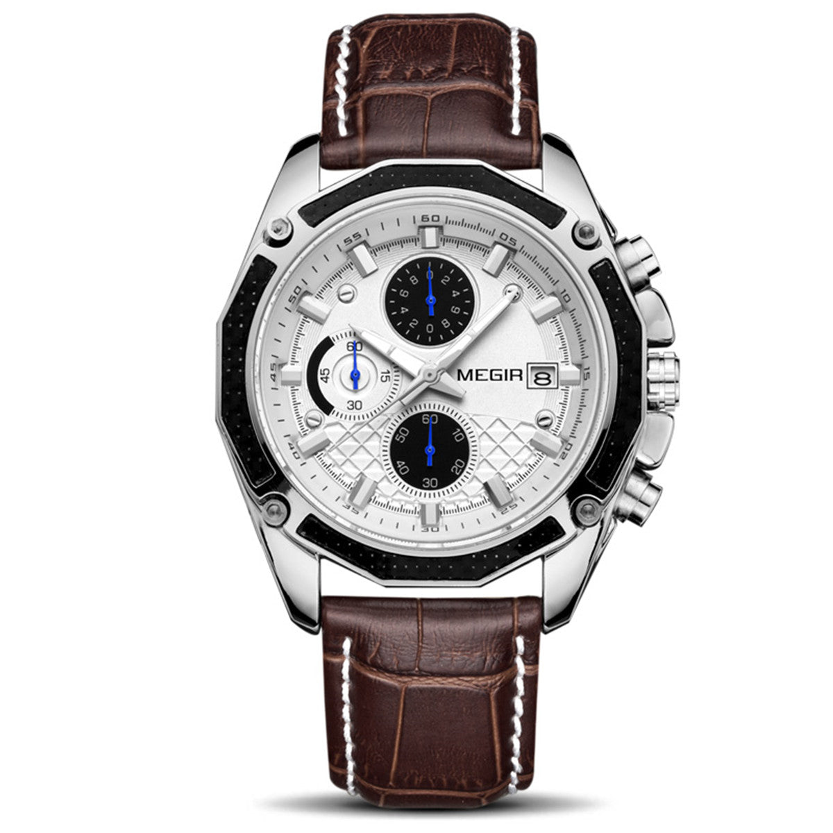 MEGIR Fashion Luxury Sport Watches Luxury Brand Waterproof Leather Chronograph Quartz Military Wristwatch Clock for Men 2015-11