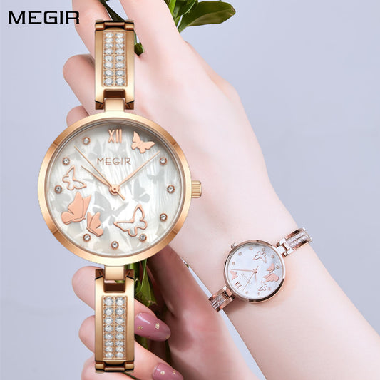 MEGIR Watch for Women Luxury Diamond Ladies Quartz Wristwatches Steel Women Bracelet Watches Female Dress Clock Relogio Feminino-0