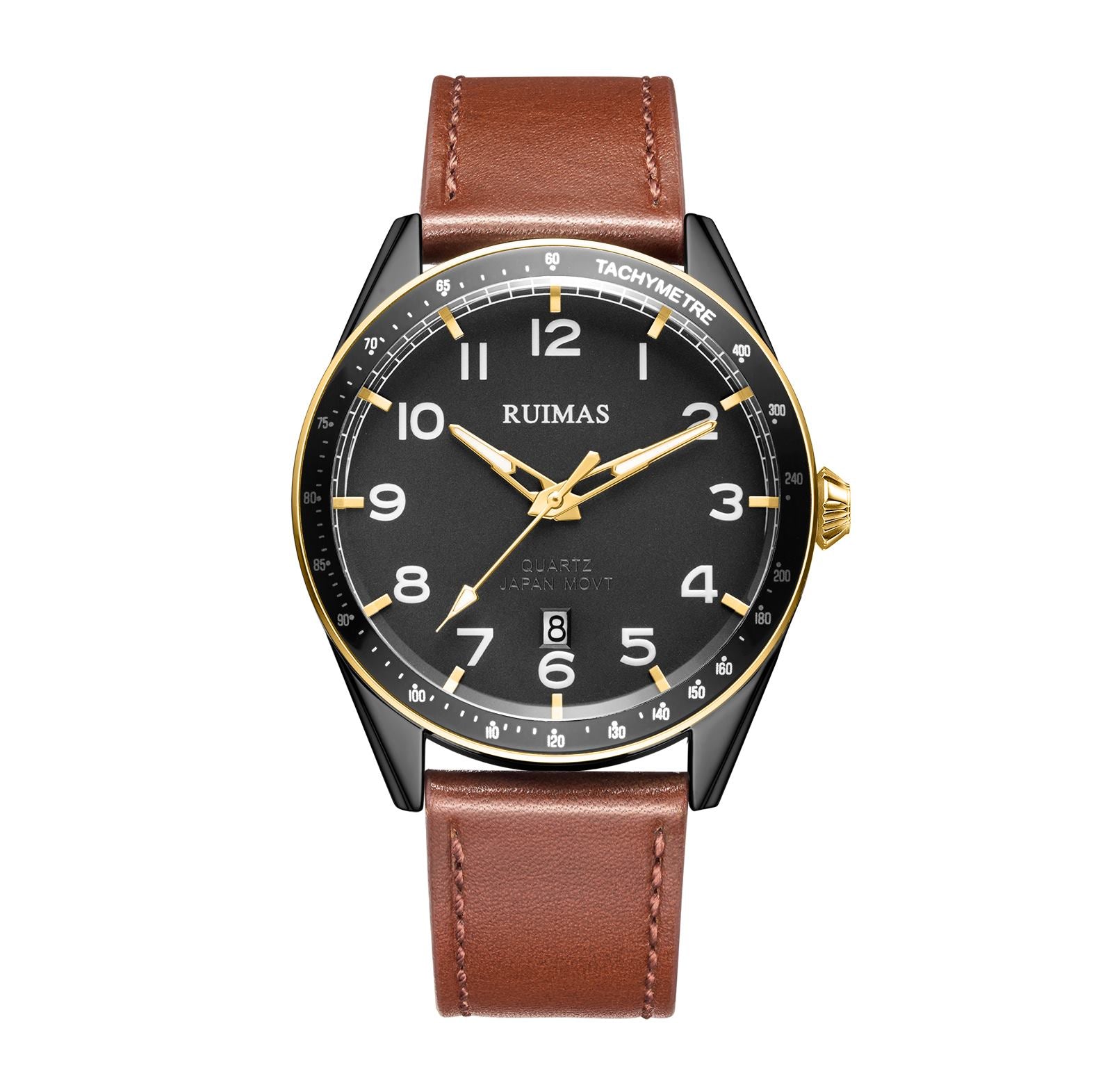 RUIMAS Men Quartz Watches Luxury Leather Sports Quartz Wristwatches Waterproof Luminous Casual Clock Auto Date Relogio Masculino-10