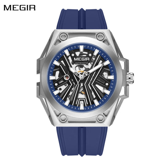 MEGIR Fashion Fully Automatic Mechanical Men's Watch Stainless Steel Case Sports Military Wristwatch Waterproof Watches Clock-0