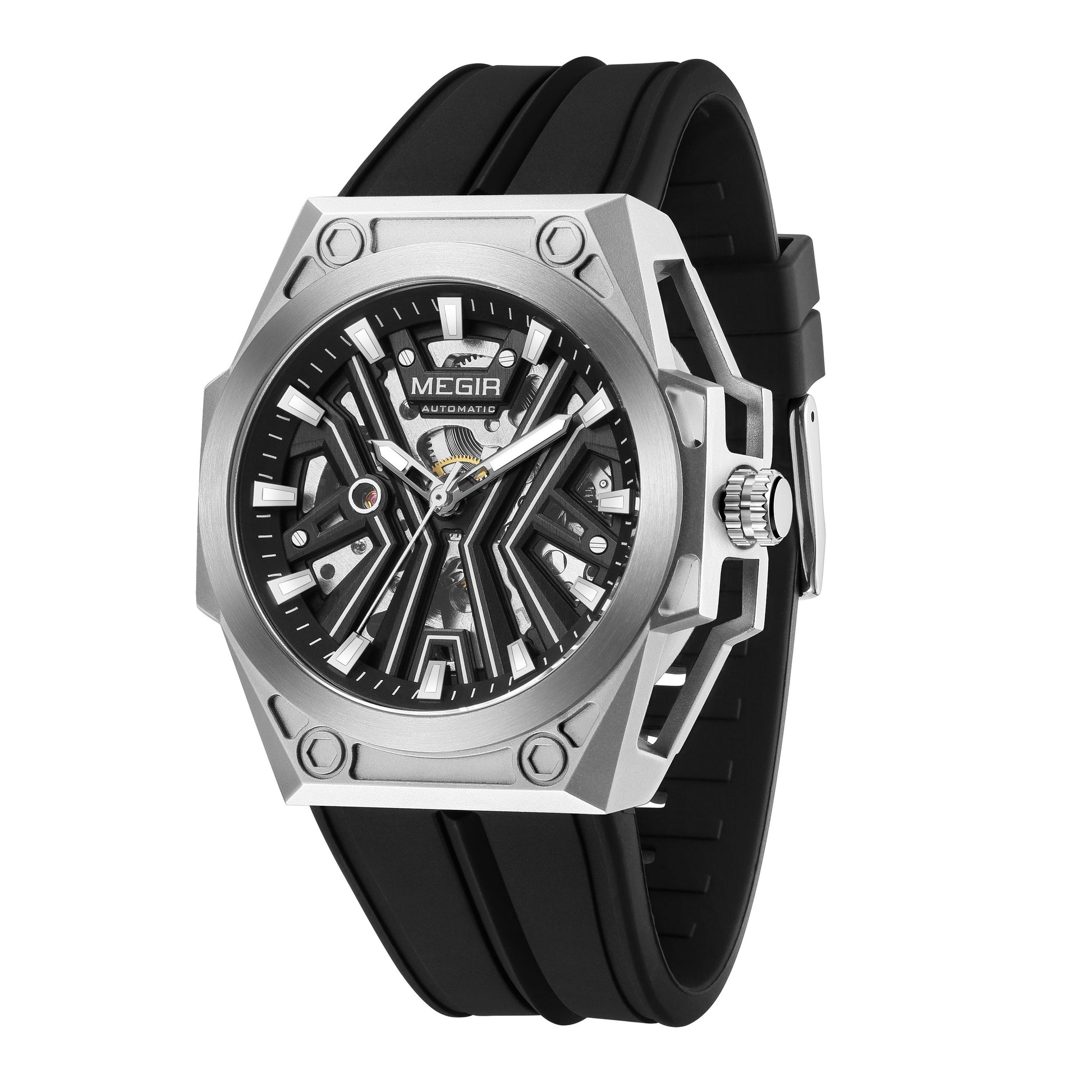 MEGIR Fashion Fully Automatic Mechanical Men's Watch Stainless Steel Case Sports Military Wristwatch Waterproof Watches Clock-13