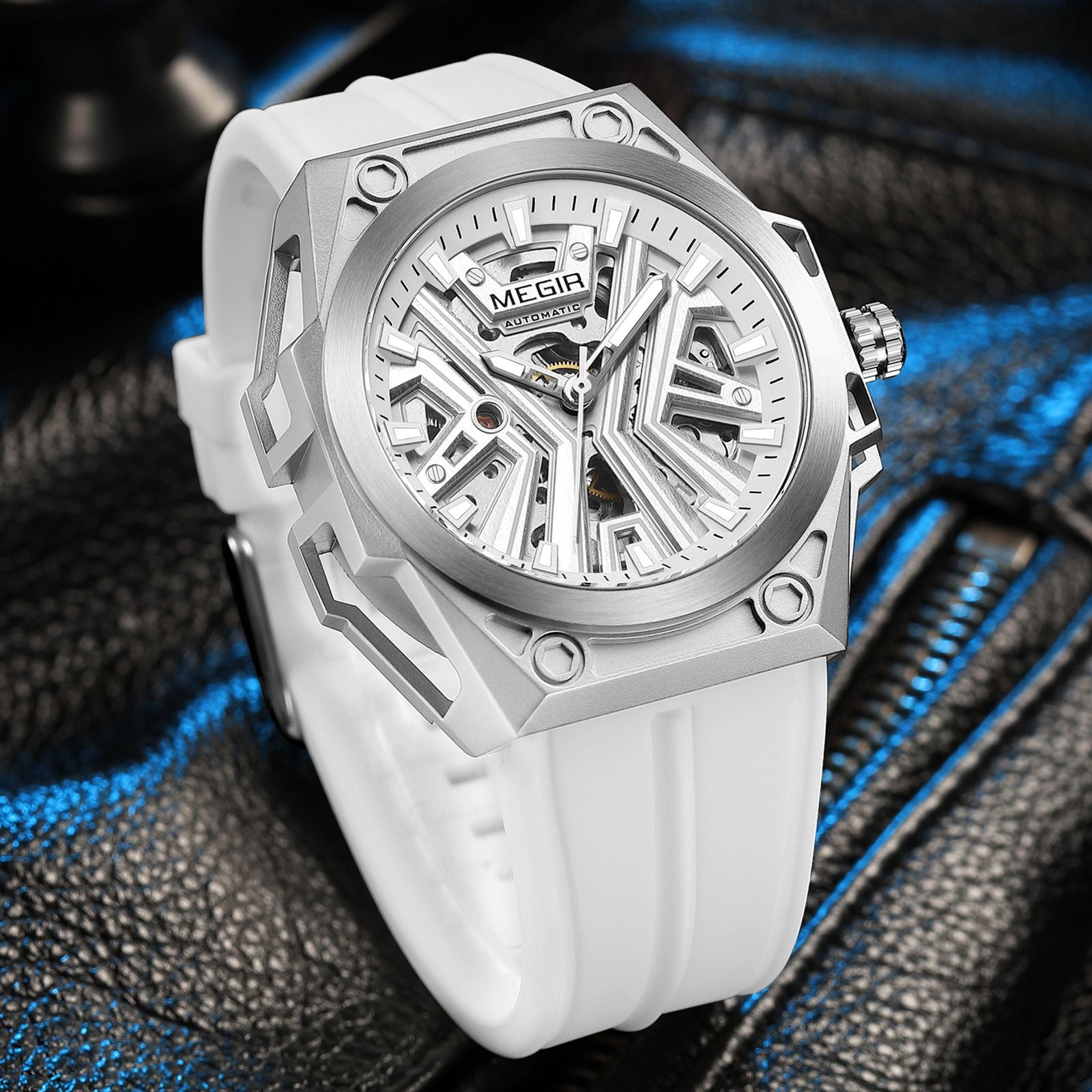 MEGIR Fashion Fully Automatic Mechanical Men's Watch Stainless Steel Case Sports Military Wristwatch Waterproof Watches Clock-10