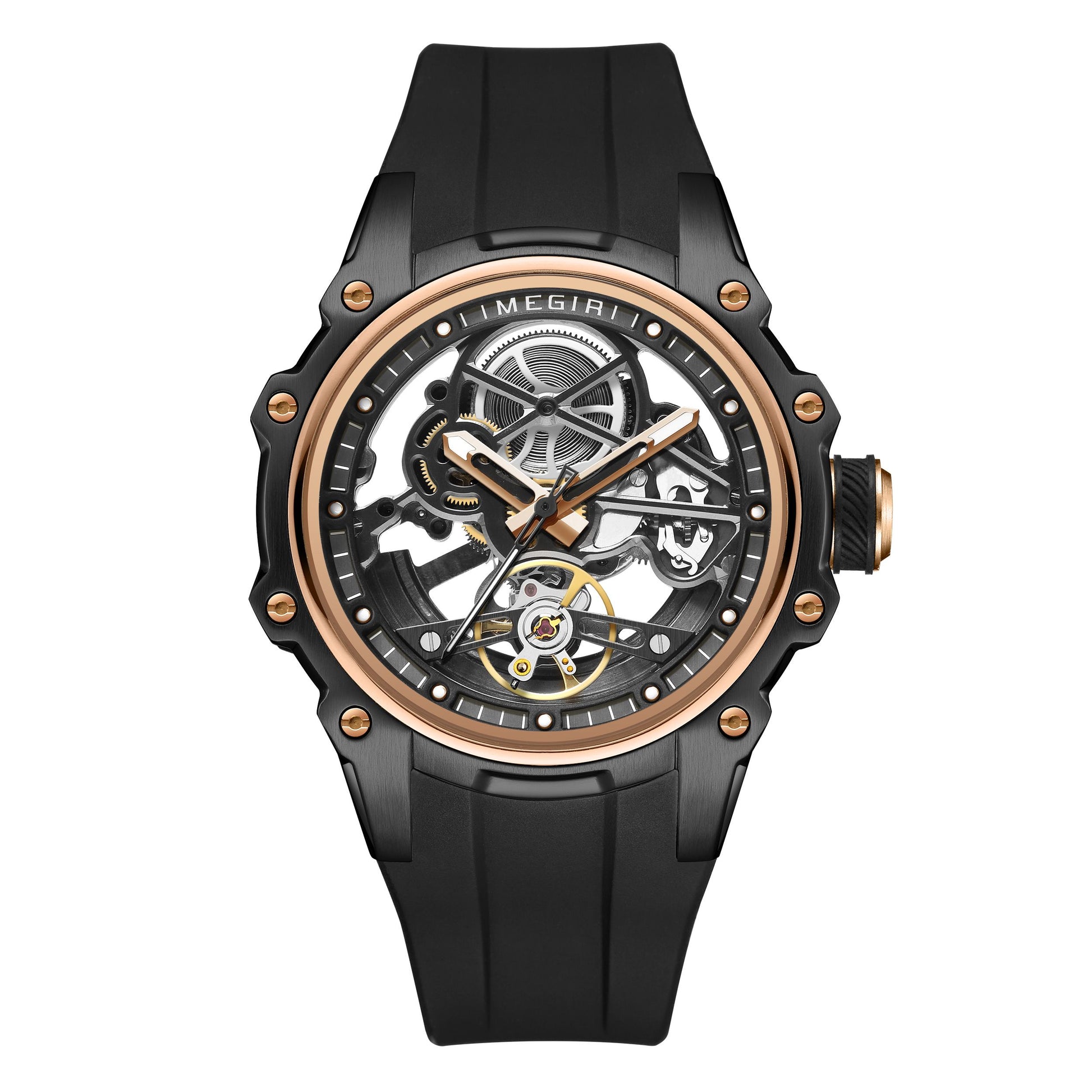 MEGIR Fashion Men's Full Automatic Watches Hollow Out Luminous Sports Mechanical Watch Waterproof Wristwatches Reloj Hombre 2243-6