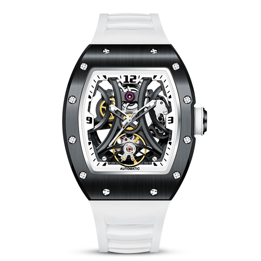 New Skeleton Big Dial Mechanical Watch for Men Fashion Luminous Automatic Movement Wristwatch Stainless Steel Case Clock 9190-11-12