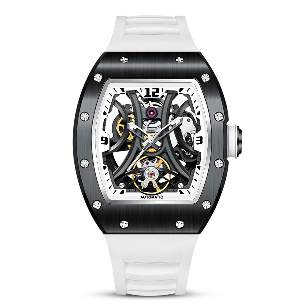 New Skeleton Big Dial Mechanical Watch for Men Fashion Luminous Automatic Movement Wristwatch Stainless Steel Case Clock 9190-11-19