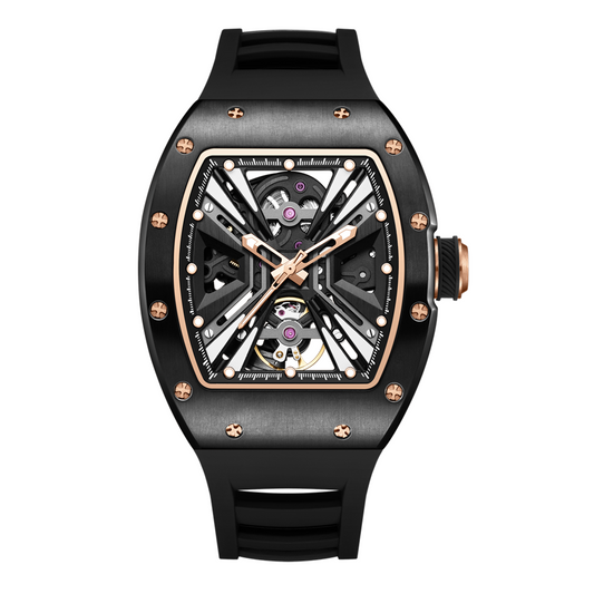 New Skeleton Dial Men's Watch Stainless Steel Case Automatic Mechanical Wristwatches 30M Waterproof Sports Watches Gift 9190-4-0
