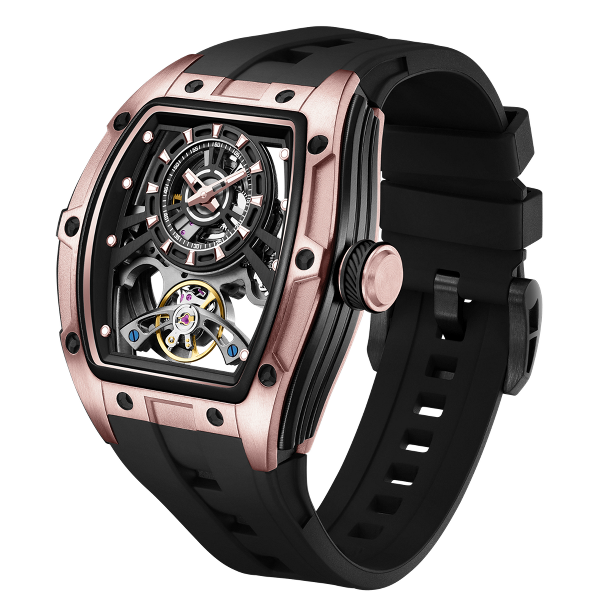 New Fashion Automatic Mechanical Watches for Men Waterproof Skeleton Dial Stainless Steel Case Male Wristwatch Clock 9198-6-15