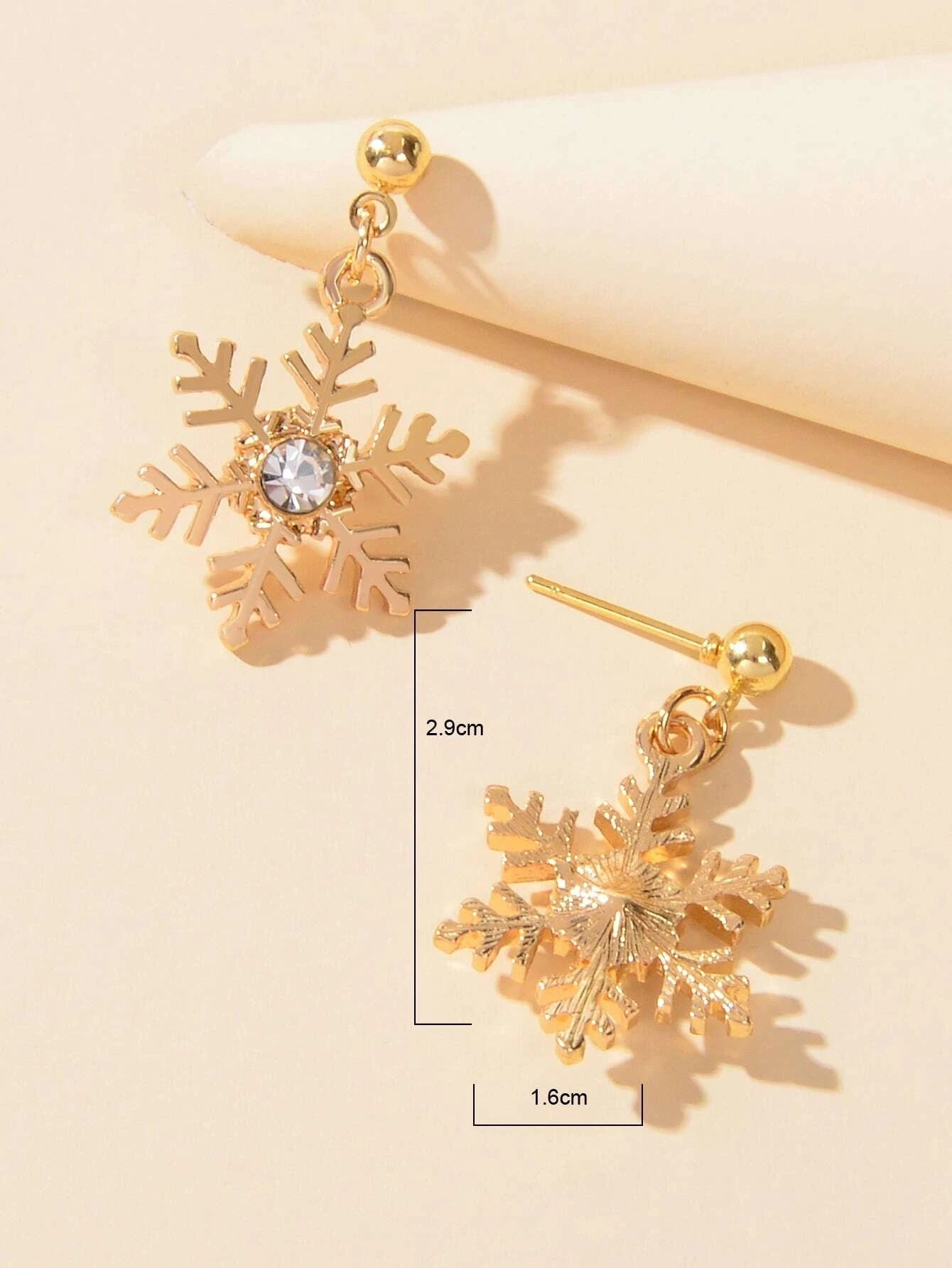 Christmas Jewellery Rhinestone Gold Snowflake Drop Earrings Festival Accessories-3