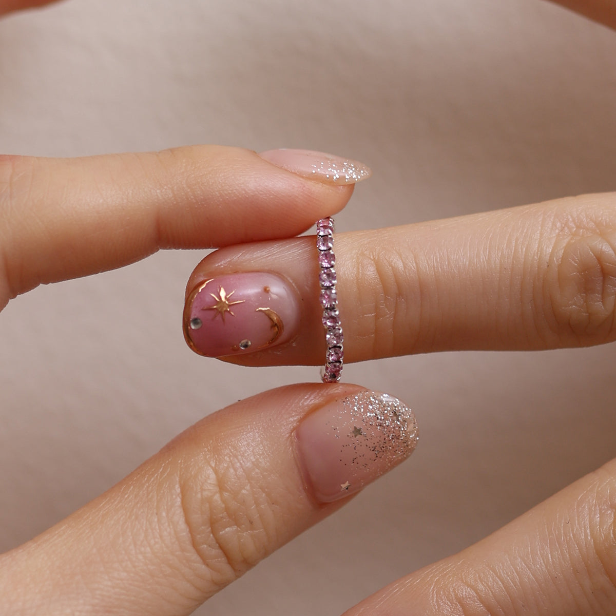 Stretchable tennis chain ring-6