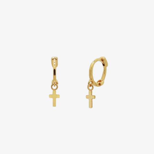 Cross Charm Huggie Earring-0