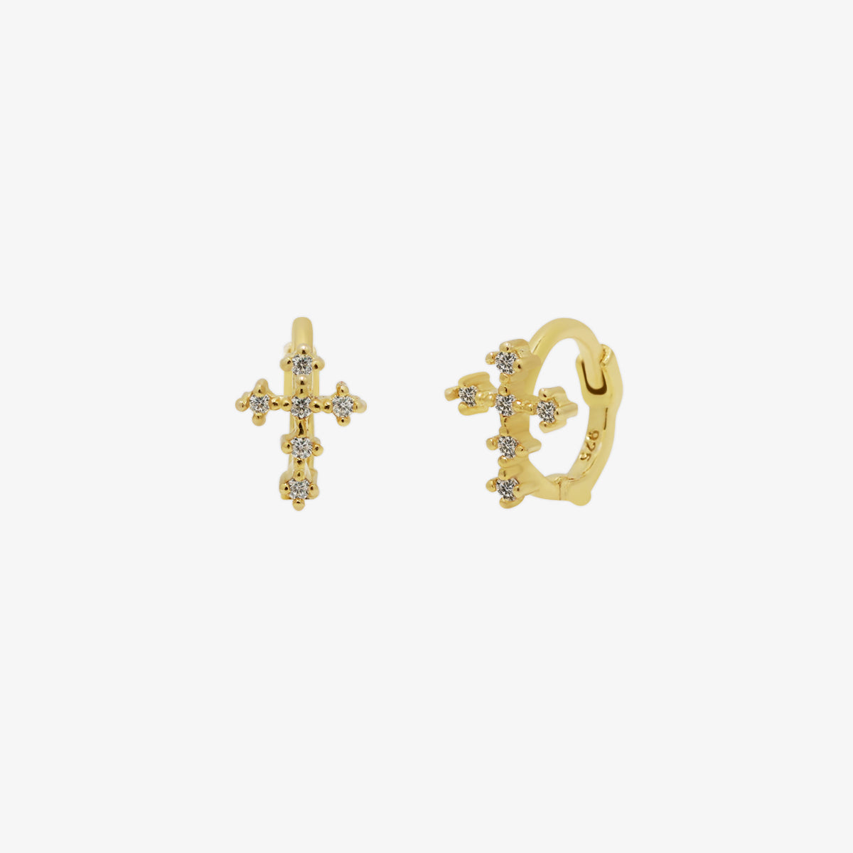 Cubic cross huggie earring-0