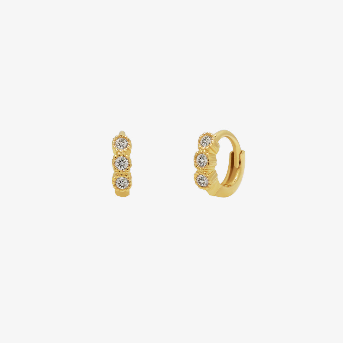 Triple gem huggie earring-0
