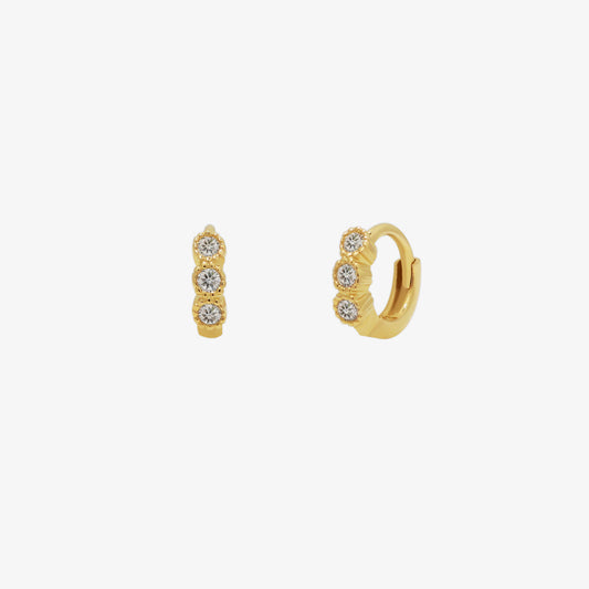 Triple gem huggie earring-0