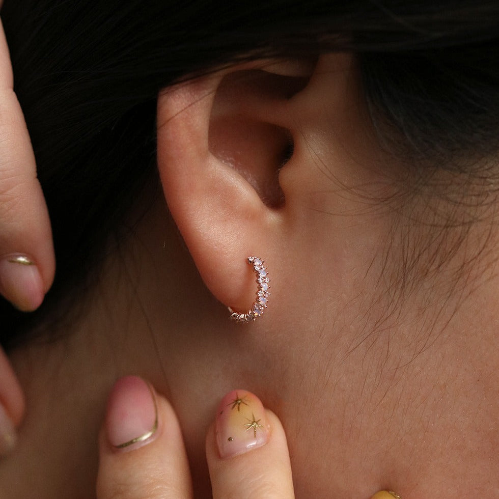 Snowflake semi-hoop earrings-4