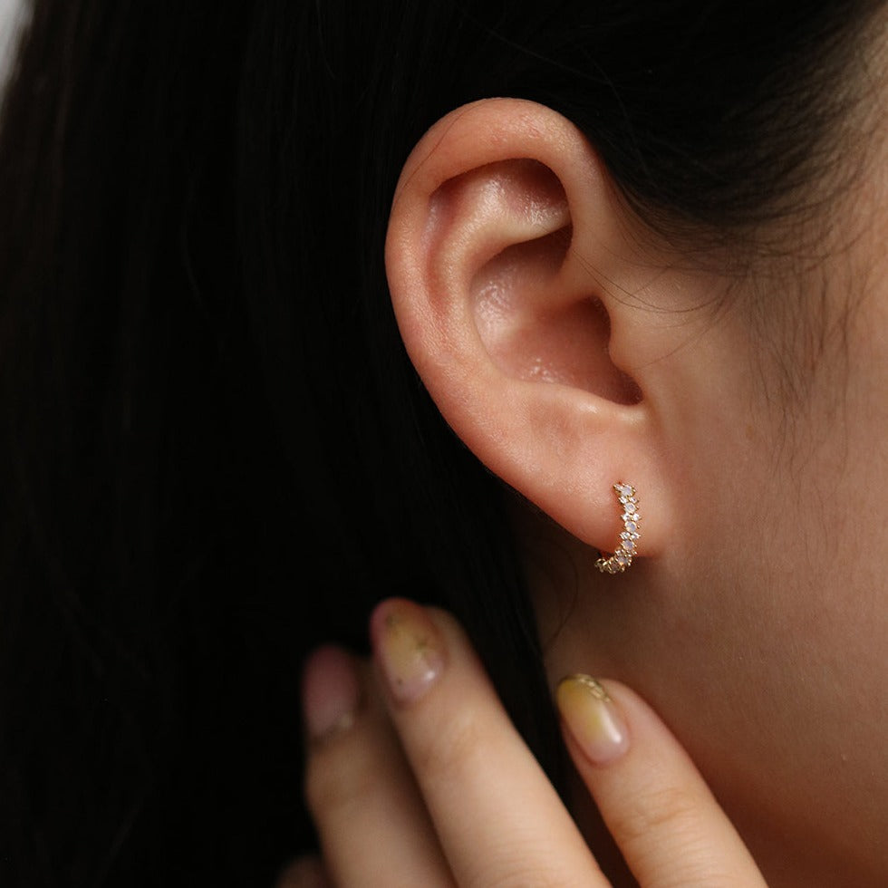 Snowflake semi-hoop earrings-3
