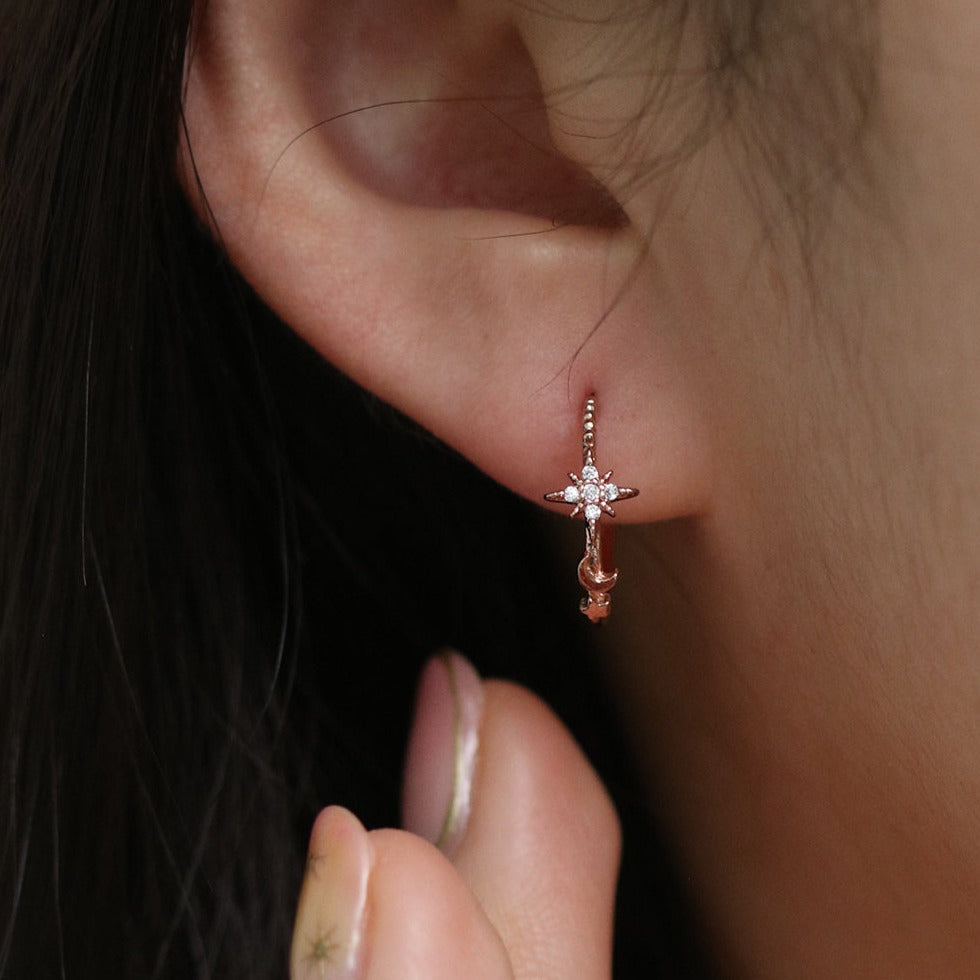 Moon and star semi-hoop earrings-1
