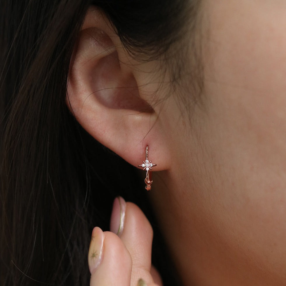 Moon and star semi-hoop earrings-4