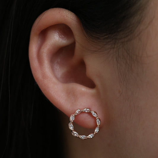 Circle cubic twist earrings-0