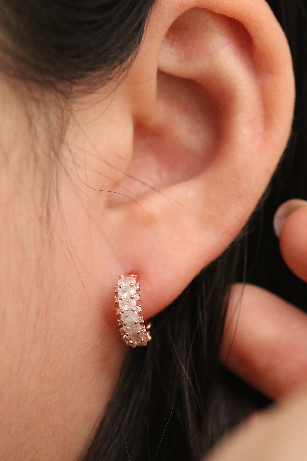 Cubic encased semi-hoop earrings-6