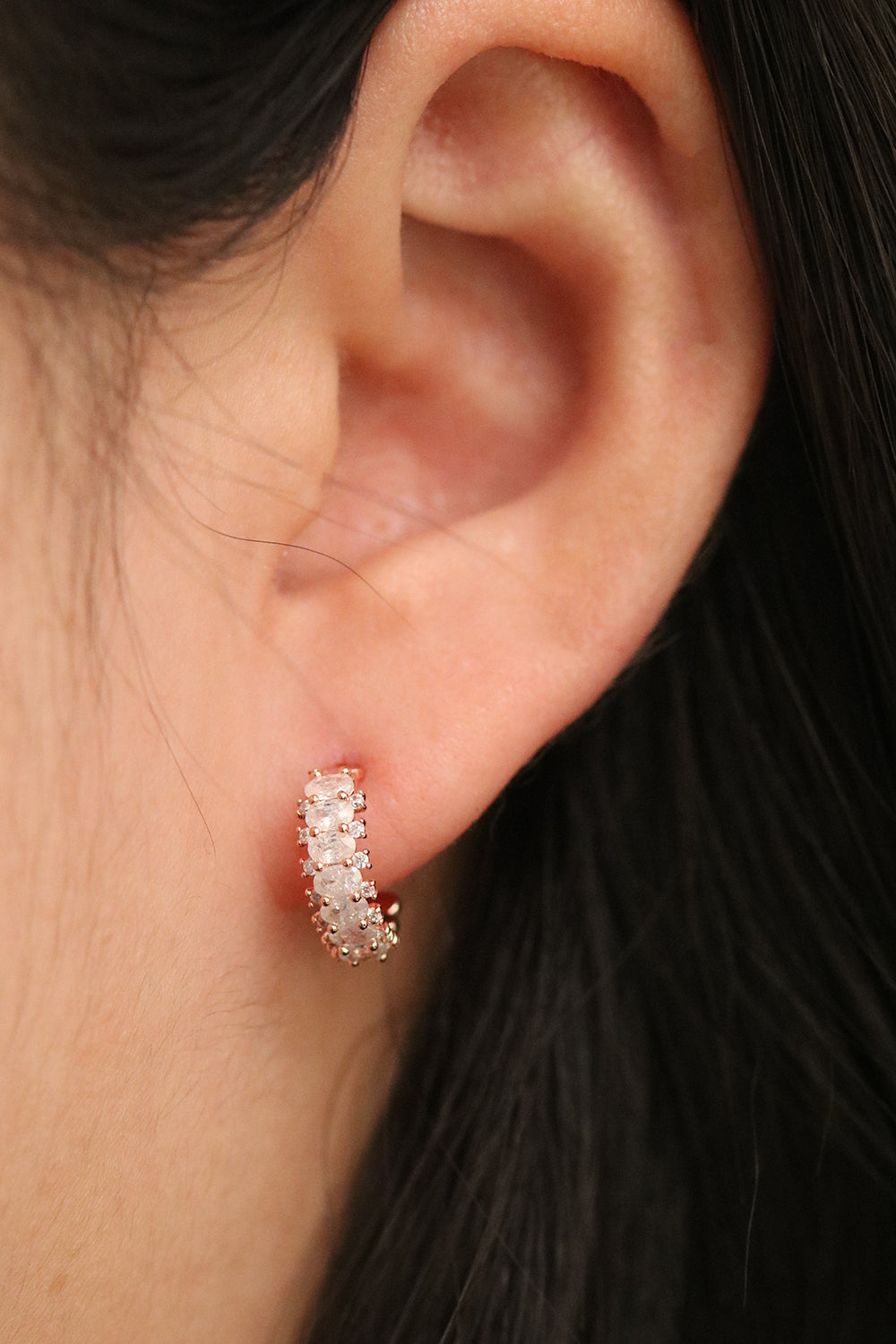 Cubic encased semi-hoop earrings-3