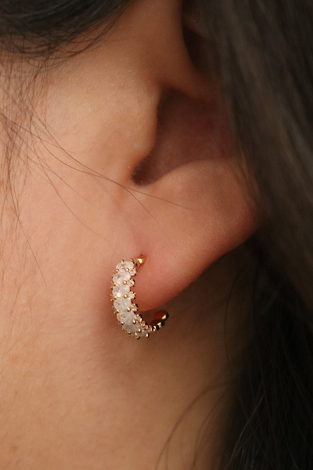 Cubic encased semi-hoop earrings-4