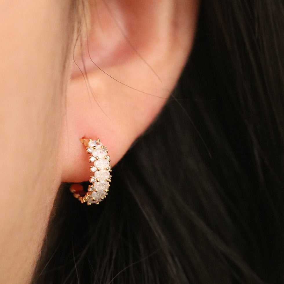 Cubic encased semi-hoop earrings-1