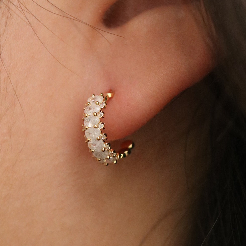 Cubic encased semi-hoop earrings-0