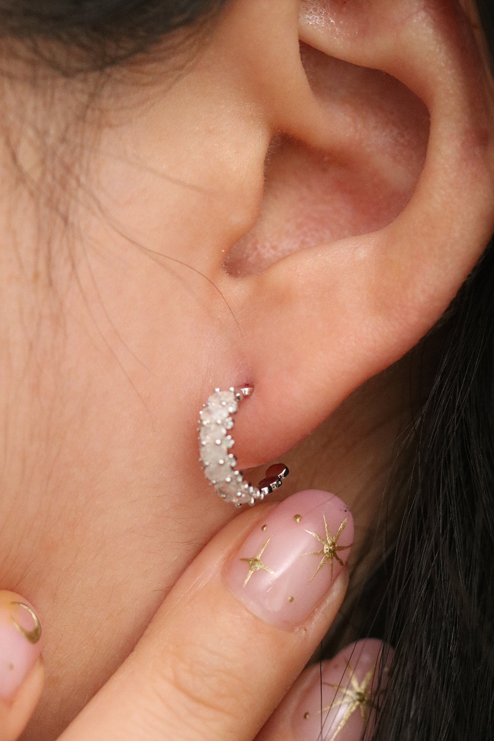 Cubic encased semi-hoop earrings-5