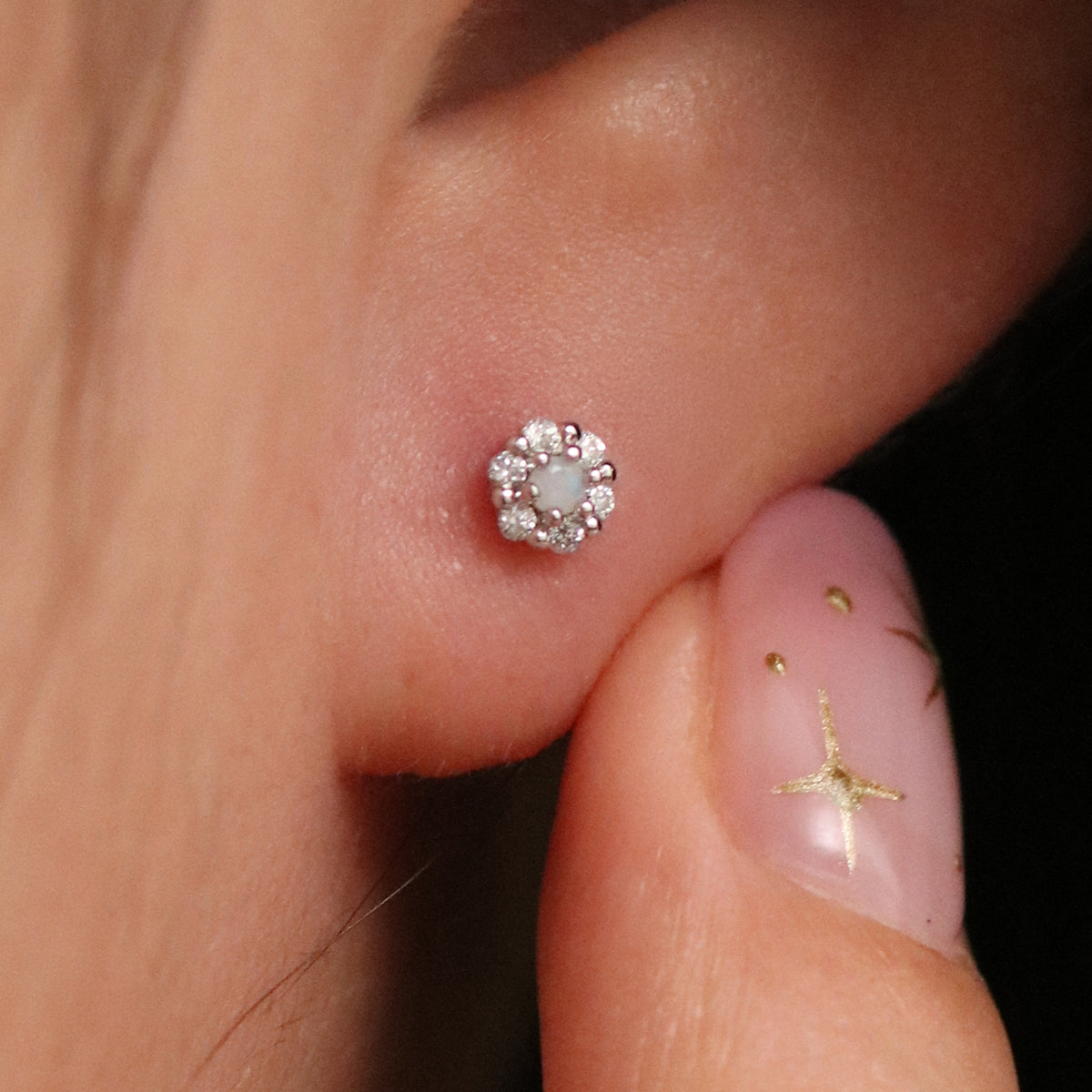 Tiny Flower Sparkle Earrings-2