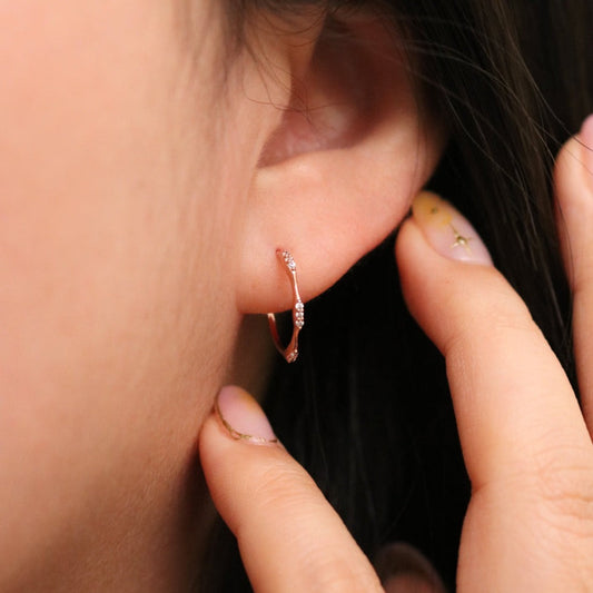 Simple Sparkle Semi-Hoop Earrings-0