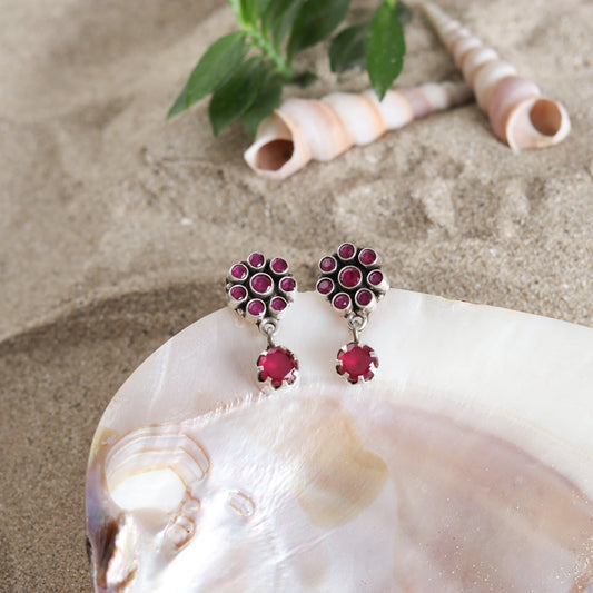 Ruby Floral Drop Earrings-0