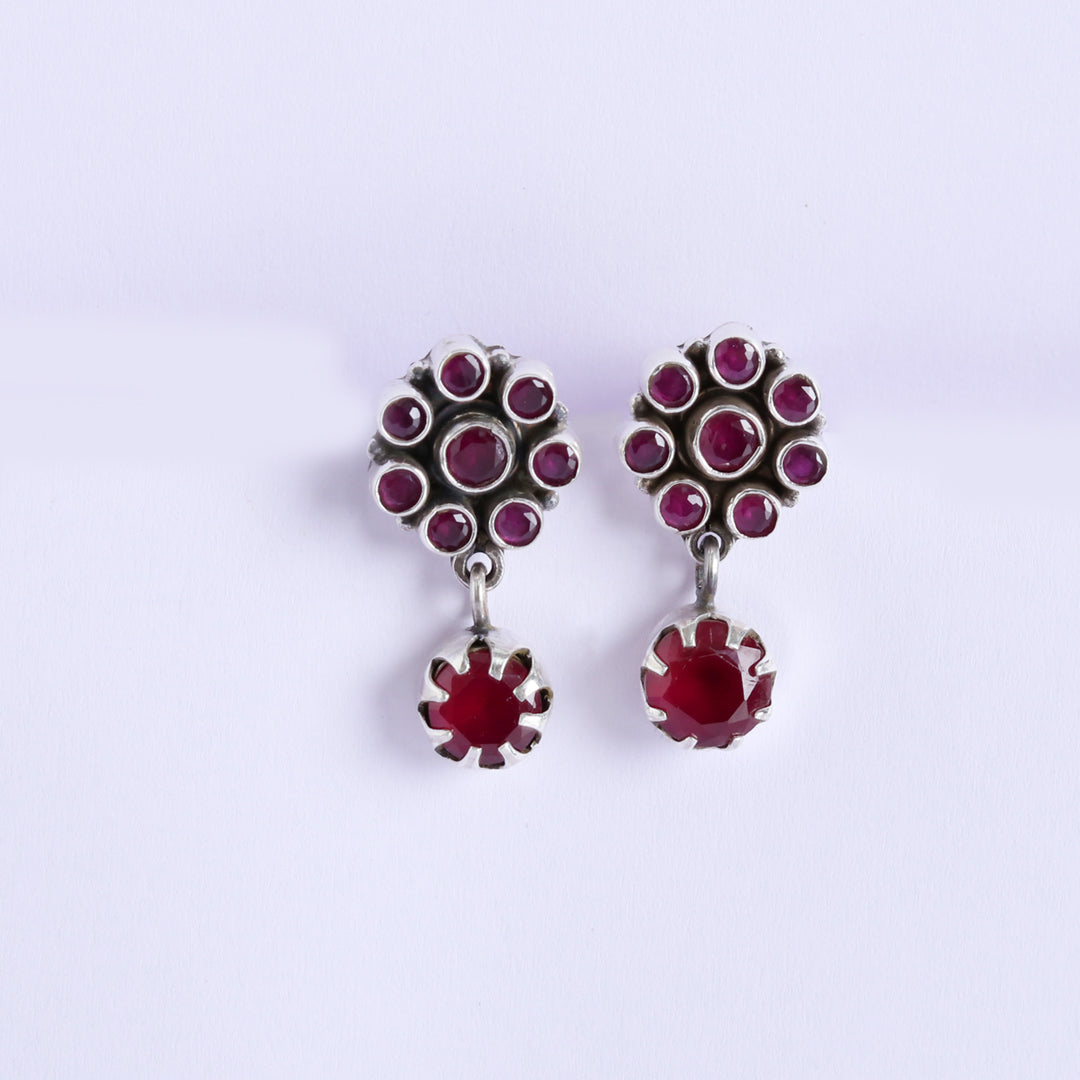Ruby Floral Drop Earrings-4