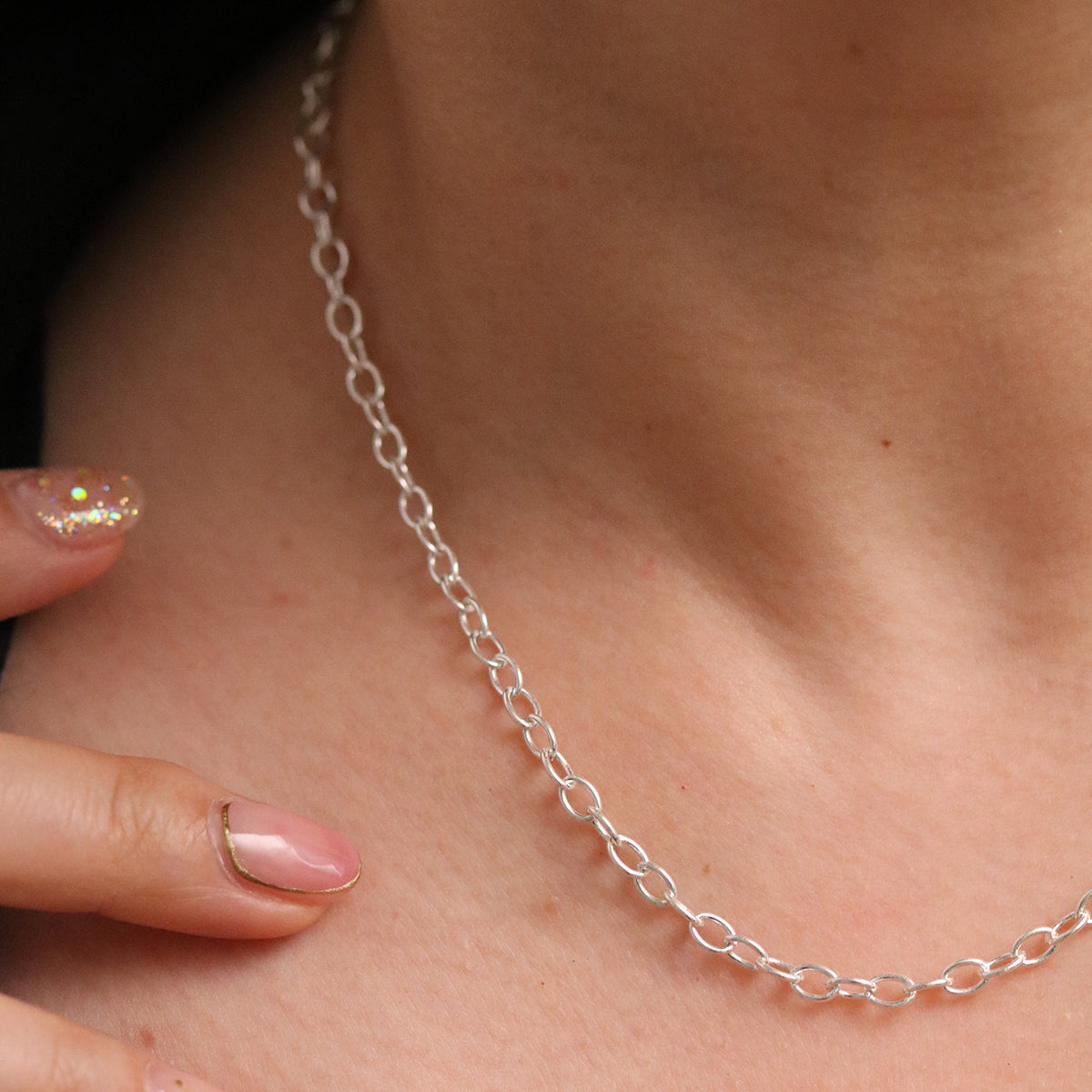 Medium oval chain necklace-2
