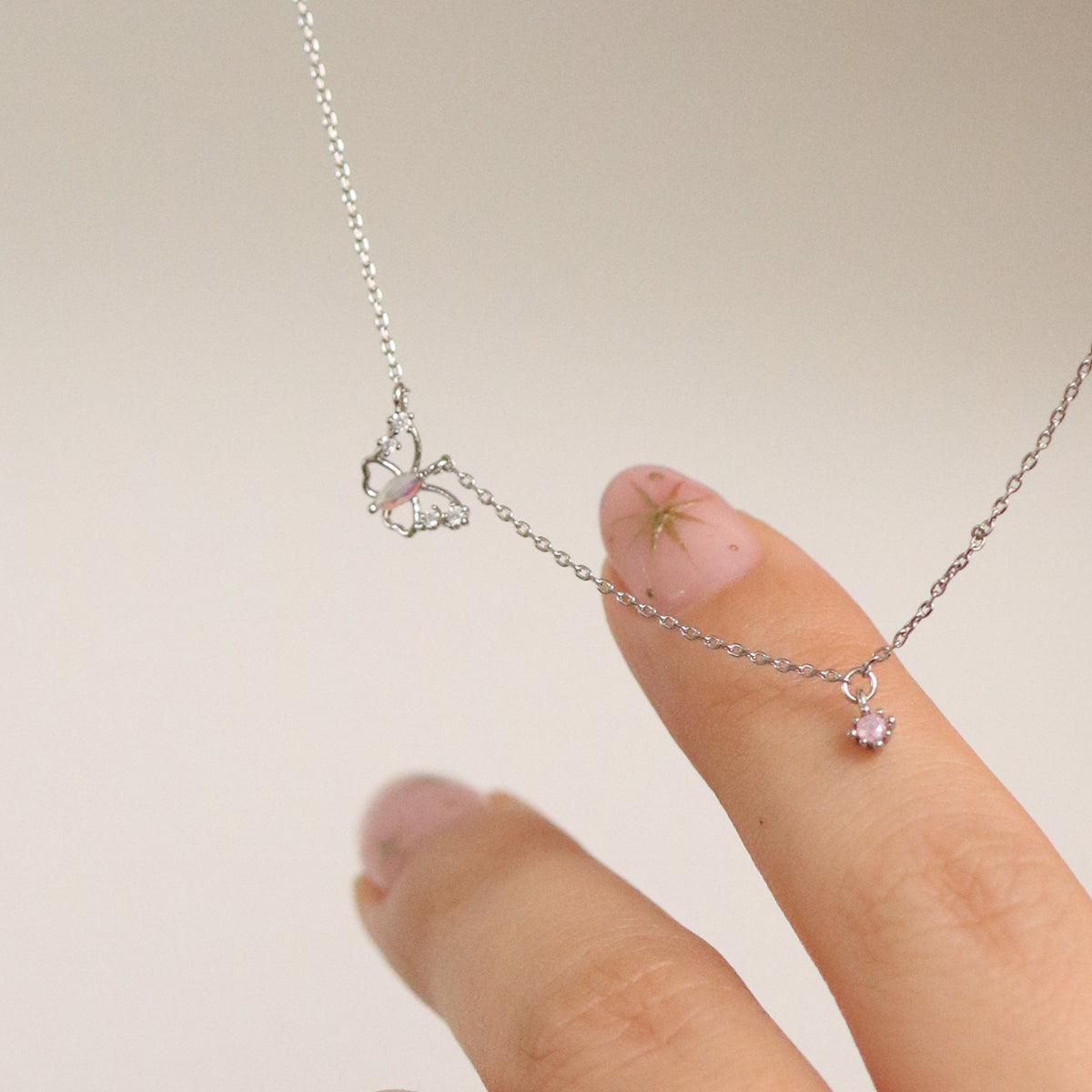 Butterfly cubic drop necklace-2