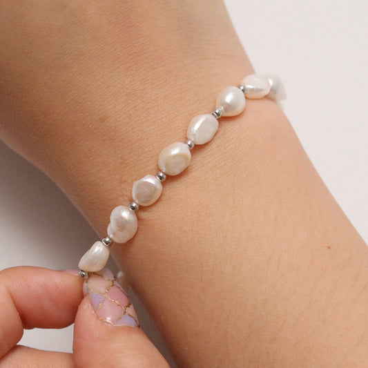 Freshwater pearl stretched bracelets-0