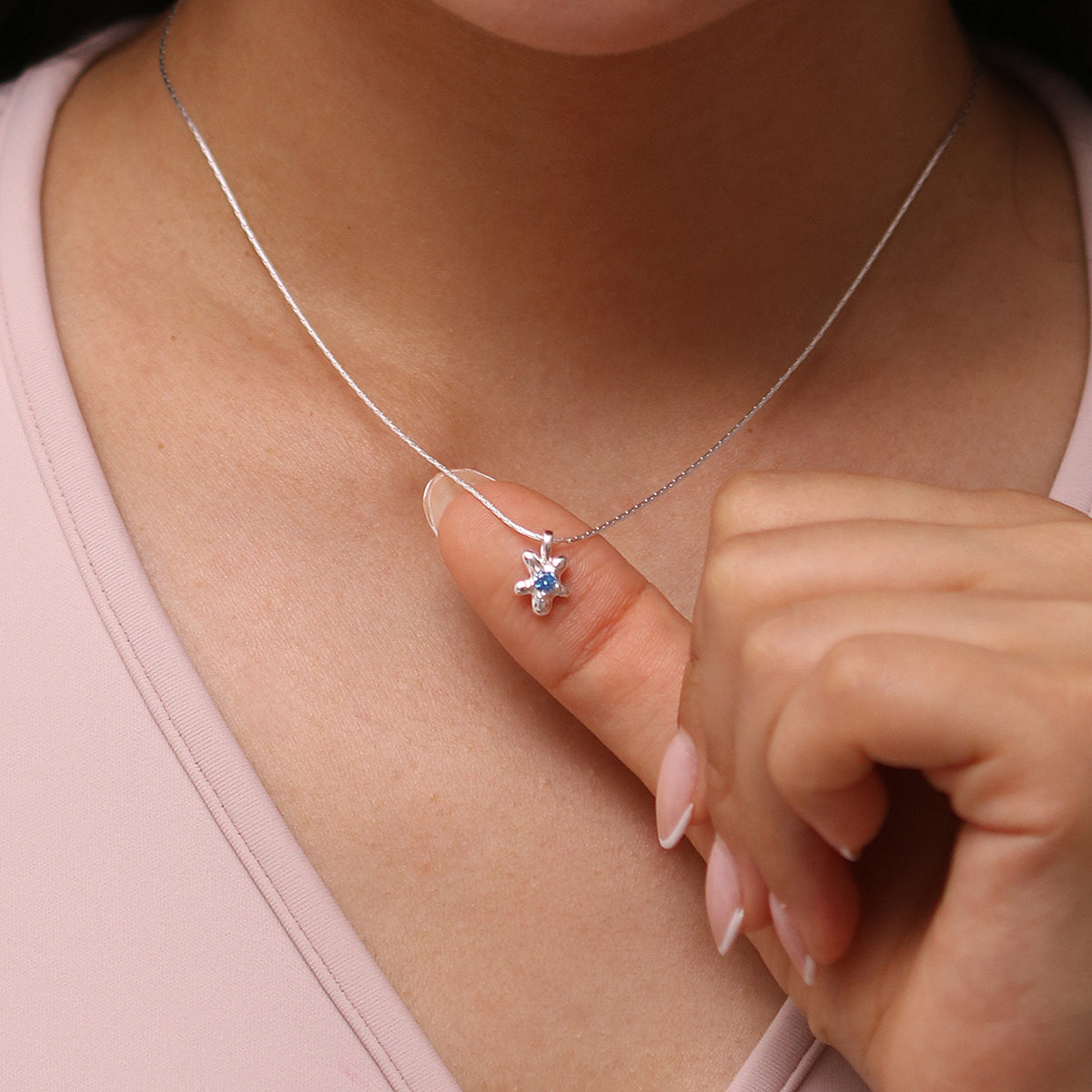 Blue star pendant necklace-3