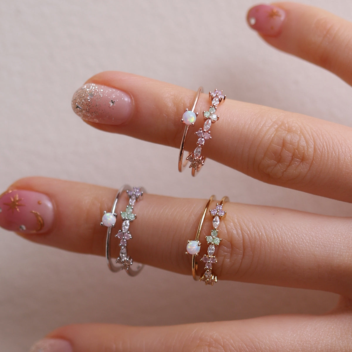 Layered Opal Bloom Ring-4