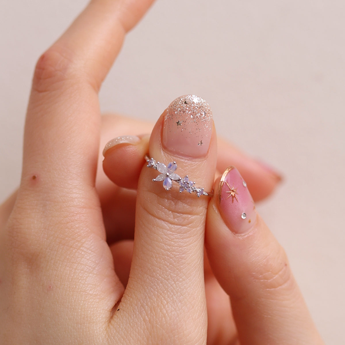 Moonstone Blossom Duo Ring-3