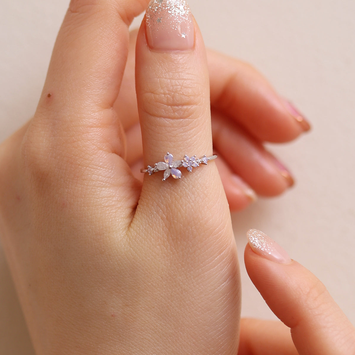 Moonstone Blossom Duo Ring-4