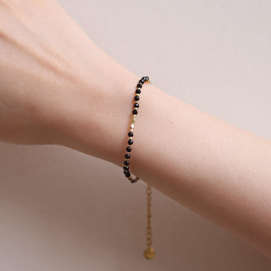 Black onyx beaded bracelet-0