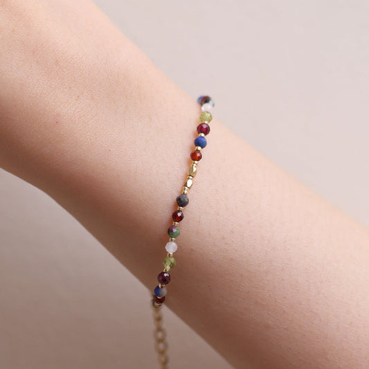 Multi gemstone beaded bracelet-0